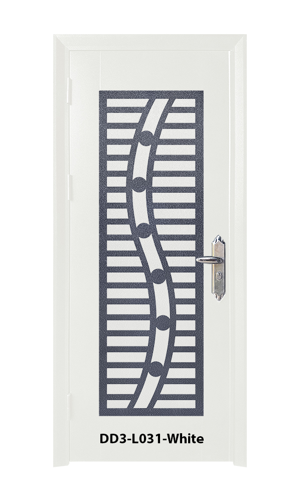 SECURITY DOOR IN DOOR 3'x7'<br> - Laser Cut Design -  DD3-L031-White